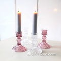 colored embossed glass candlestick holder set